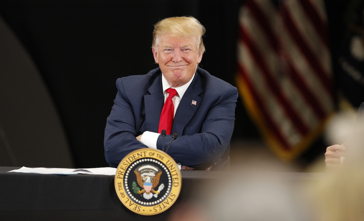 President Trump Attends Roundtable Discussion On Economy And Tax Reform At Trucking Equipment Company In Minnesota